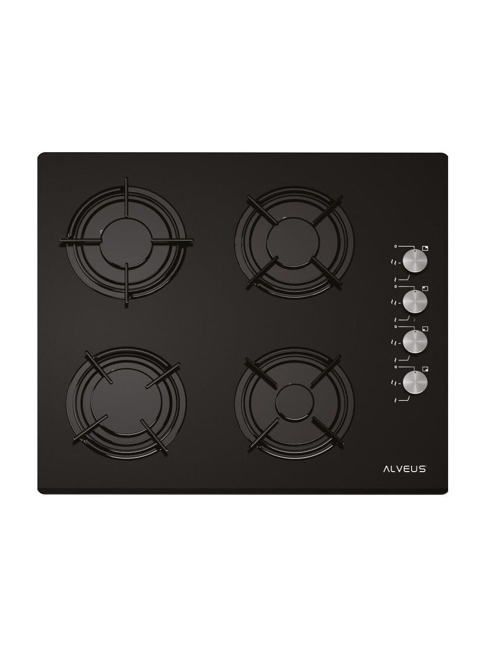 Alveus Gls 640 Siyah Set Üstü  Cam Ocak
